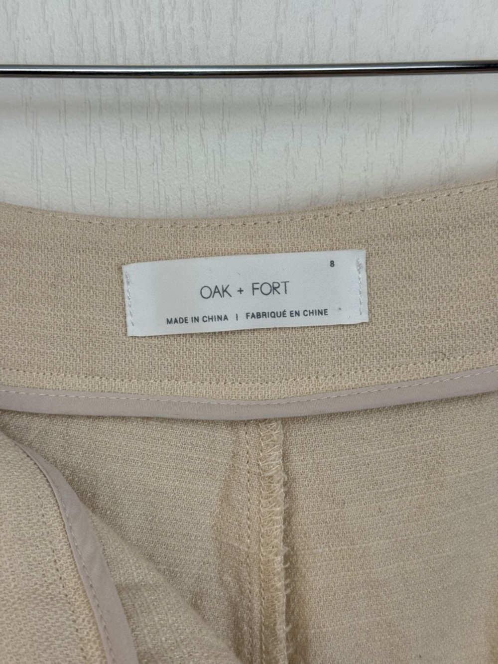 Oak + Fort Wide Leg Cuffed Trouser Pants Size 8 Cream - Picture 5 of 7